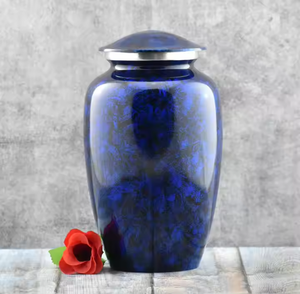 Urna Funeraria de Metal Rojo Carmesí de Lujo al por Mayor, Jarra Conmemorativa con Textura de Mármol Oscuro y Acabado Esmaltado Brillante - Product Image 3