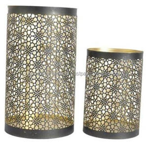 ชุดเชิงเทียนเหล็กทรงกลมสำหรับตกแต่งบ้าน2ชิ้นเคลือบด้วยผงสีดำด้านในและด้านนอก - Product Image 4