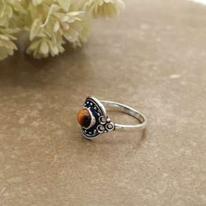 Natural <b>Tiger's</b> <b>Eye</b> Brass 925 Silver Plated Vintage Handcrafted Oxidized Boho Unisex Statement <b>Ring</b> SHYAM JEWELRS Jaipur - Product Image 3