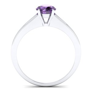 REYES, recién llegado, anillo de plata de ley 925 con piedra preciosa de amatista de corte redondo de 0,84 quilates para mujer, joyería fina exquisita con certificado GRA - Product Image 4