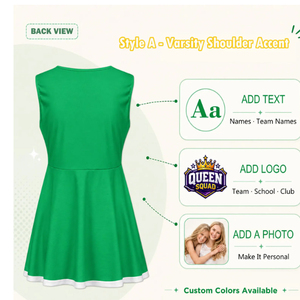 Uniforme de cheerleading pour filles, robe de cheerleading sans manches imprimée, vert et blanc, polyester, tenue de danse pour enfants - Product Image 2