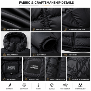 Blouson d'hiver tendance pour homme, écologique, style urbain, à capuche, ultra-léger, isolé, confortable, durable, toutes saisons - Product Image 5