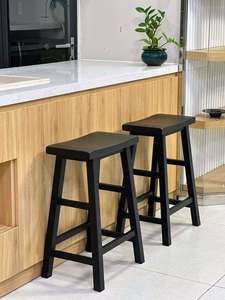 53CM WALNUT BROWN BAR STOOL <b>WOODEN</b> COUNTER STOOL MODERN HIGH STOOL DINING <b>CHAIR</b> FOR <b>KITCHEN</b> - Product Image 3