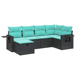 ชุดโซฟาสวนหวายเทียมสีเทอร์ควอยซ์และเหล็กเคลือบสีฝุ่นสีดำ - Product Image 2