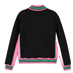 Ensemble veste bomber et pantalon de jogging unisexe de style universitaire brodé personnalisé XAKA, hiver, capuche, imperméable, rose, vert, logo sur le devant - Product Image 2