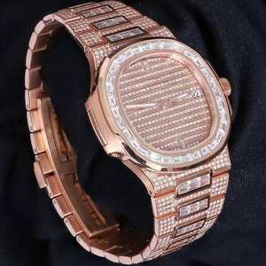 Montre classique pour homme BOJ P.P.016 avec affichage analogique, bagues en moissanite, bracelet en alliage, boîtier plaqué or rose 20 mm, verre 41 mm - Product Image 1