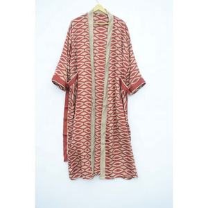 Kimono de seda con estampado Floral, ropa de playa, vestido largo, cómodo - Product Image 5