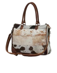 Sac fourre-tout en cuir de bohème rustique sac à main en peau de vache véritable avec fermeture à glissière écologique pour les femmes pour toutes les saisons - Product Image 4