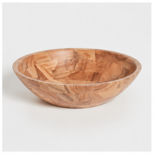 Bol à salade en bois d'acacia artisanal écologique, grand bol rond pour servir les fruits et légumes, articles de cuisine - Product Image 3