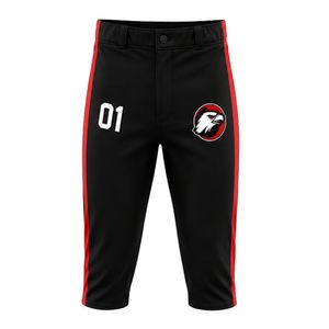 Pantalon de baseball noir et rouge pour homme, uniforme d'équipe personnalisé brodé, vêtements de sport en polyester respirant, coupe classique - Product Image 1