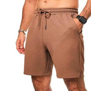 Shorts de bain pour homme gris clair à motif géométrique, séchage rapide, taille à cordon, décontractés, avec poches - Product Image 6