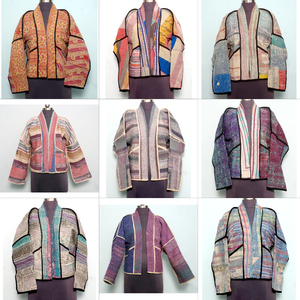 Wholesale 100% Cotton Designer <b>Kantha</b> Quilted <b>Jacket</b> Multi-Colour Ethnic Denim Style Printed Handmade Vintage Winter Knitted - Product Image 1