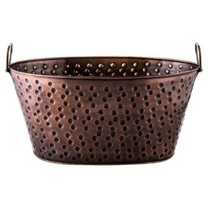 Seau à glace en cuivre antique galvanisé avec poignée pour les fêtes et les mariages, refroidisseur à vin en métal - Product Image 1