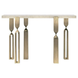 Tables consoles de luxe uniques et élégantes, de qualité supérieure, en métal plaqué or, avec plateau en marbre blanc, pour la maison et les hôtels - Product Image 1