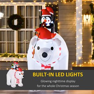 Decorazione Natalizia Gonfiabile da Esterno con Luci LED da 2,1 m, Orso Polare e Pinguini per Cappotti da Donna - Product Image 4