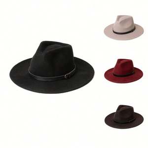 Sombrero Fedora de Lana Casual y Elegante para Otoño/Invierno con Hebilla Decorativa Retro y Borde de 7cm - Product Image 1