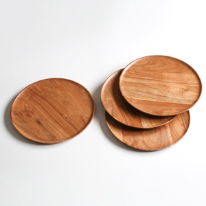 Platos Redondos Clásicos de Madera y Vajilla con Acabado Pulido Liso, Aptos para Lavavajillas, para Uso en Fiestas, por blossom craft india - Product Image 1