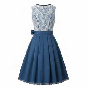 Robe Dirndl décontractée respirante à motif imprimé pour femme, nouvelle collection Oktoberfest, broderie allemande, unie, longueur genou, sans manches - Product Image 2