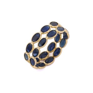 Bague de mariage éternelle en or jaune 18 carats avec saphirs - Bague ajustable et imposante - Product Image 2