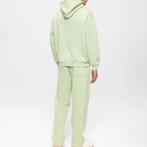 Conjunto Deportivo para Hombre, Sudadera con Capucha Verde Claro, Ropa Deportiva Informal de Otoño, Algodón, Corte Holgado, con Bolsillos Laterales - Product Image 2