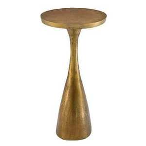 Mesa Auxiliar Redonda de Aluminio con Acabado en Latón Antiguo, Mesa de Centro con Base de Trompeta para Sala de Estar de Lujo, Muebles de Hotel - Product Image 5