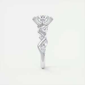 Anillo de compromiso Forever Floral con diamante redondo cultivado en laboratorio de 2.00 quilates y piedras laterales marquise en pavé elegante de oro blanco de 14k - Product Image 3