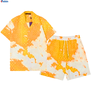 Trajes para Hombre Cómodos y Transpirables, Colección de Verano, Camisa Personalizada con Botones, Pantalones Cortos de Playa, Tallas Grandes - Product Image 4