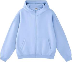 Vente en gros économique : Sweat à capuche zippé pour homme 300 g/m² en molleton de coton et polyester épais et respirant, style streetwear, avec logo personnalisé, pour l'hiver - Product Image 1