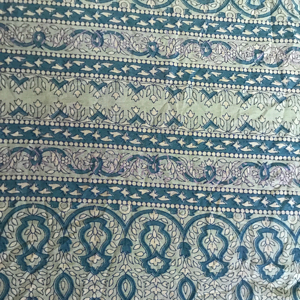 Hand Block Printed Cotton <b>Fabric</b> with Traditional Border Design | Indian Artisanal Textile Wholesale - Product Image 1