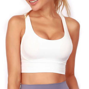 Women's Light <b>Blue</b> Scoop Neck Racerback Sports <b>Bra</b> Medium Support Seamless Solid Yoga Workout Top - Product Image 1