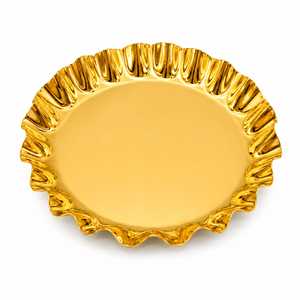 Ensemble de thali de dîner moderne en métal doré, motif de fruits peint à la main, vaisselle de mariage, passe au lave-vaisselle, plat de service, bols, cuillère, fourchette, couteau - Product Image 3