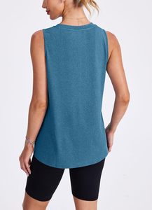 Débardeurs pour femmes sans manches en coton/élasthanne côtelé, écologiques, séchage rapide, respirants, style décontracté streetwear, avec nœud décoratif, ODM - Product Image 5