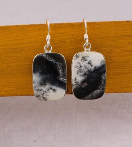925 Sterling Silver Dendritic <b>Opal</b> <b>Earrings</b> Natural Black and White Gemstone Dangle <b>Earrings</b> Handmade Jewelry Wholesaler Custom - Product Image 5