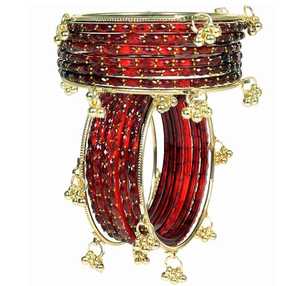 Gold Plated Glass Kashmiri <b>Bangles</b> with Emerald Cut Pearl Detailing Trendy Bridal & Wedding Occasion Wear - Product Image 6