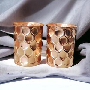 Botella de Agua de Cobre Martillado con Diseño de Diamantes, con 2 Vasos, Duradera y con Diseños Personalizables, Embalaje de Regalo Disponible - Product Image 4