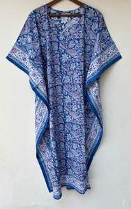 Robe longue maxi en coton fleuri indien, kaftan, vêtements de plage, vêtements de nuit, paréo pour femmes - Product Image 6