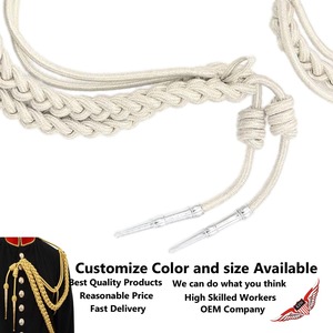 Aiguillette de seda plateada, etiquetas de barril de mylar plateado cromado, bandas para hombro derecho - Product Image 2