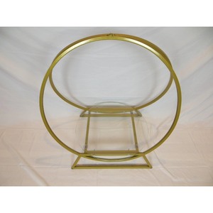 Assured Quality Golden Circular Metal <b>Cake</b> <b>Stand</b> with Glass Tray and Stable Base Design - Product Image 2
