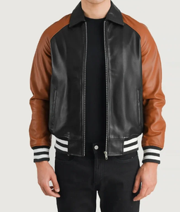 Chaqueta Bomber Varsity Negra y Marrón SBEA IMPEX para Hombre, Invierno, Logotipo Personalizado, Transpirable, Fabricante OEM al por Mayor - Product Image 5