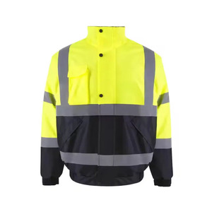 Hi Vis Waterproof Reflective Puffer Jacket Men Winter Workwear Hooded Thermal Safety <b>Coat</b> with Reflective Stripes - Product Image 2