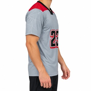 Maillot de lacrosse gris et rouge à col en V pour homme, numéro 23, imprimé par sublimation, évacuation de l'humidité, manches courtes, coupe classique, vêtements pour adultes - Product Image 5