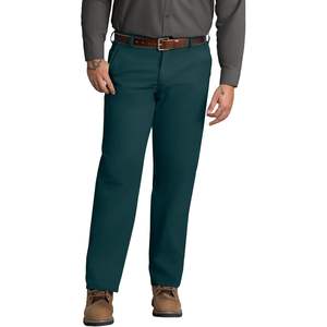 Pantalon de travail sur mesure pour homme en vert sapin 33W X 34L, résistant aux taches, design à devant plat - Product Image 2