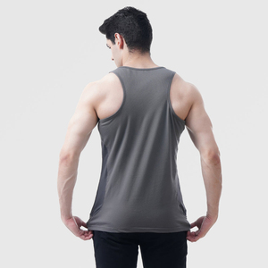 Débardeur Sportif Gris Respirant à Séchage Rapide pour Homme, Col Rond, Couleur Unie, 100% Coton 120g, Logo Avant, Idéal Entraînement - Product Image 2