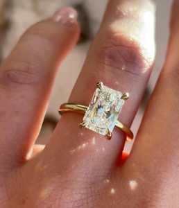 Bague en Moissanite en argent Sterling 925 plaqué or 14 carats, bijoux fins pour femmes, bague de fiançailles, de mariage, de promesse, cadeau - Product Image 3