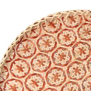 Premium <b>Bamboo</b> Tray Round Serving Tray Decorative Trays Geometric Food Tray Kitchen Serving Dishes <b>Table</b> Decor Set Tray - Product Image 4