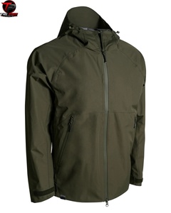 Chaqueta Impermeable Verde Oliva Premium para Exteriores con Capucha Ajustable, Cierre Frontal Completo y Dos Bolsillos Laterales Seguros, Chaqueta de Caza - Product Image 5