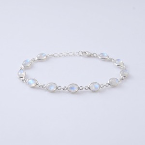 Natural Rainbow Moonstone <b>Bracelet</b> 925 Sterling Silver Adjustable Link <b>Bracelet</b> <b>Gemstone</b> Jewelry Minimalist Elegant Gift For Her - Product Image 1