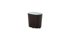 Ensemble de canapés contemporains en polyrotin pour l'extérieur avec coussins blancs, mobilier de jardin et de terrasse avec table basse et ottoman pour la cour. - Product Image 4