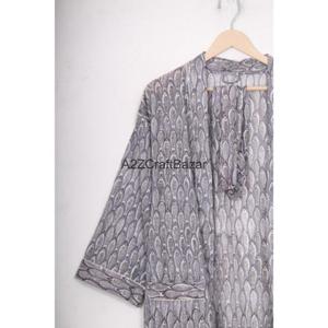 Vestido Romántico Hecho a Mano 100% Algodón con Estampado Floral, Cuello en V, Cierre con Cordón, Largo Completo, Manga Tres Cuartos, Transpirable, para Invierno - Product Image 3