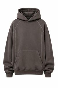 Sweat à capuche pour homme en polaire, coupe ample, couleur unie, avec poche, style décontracté, tendance, pour l'automne, surdimensionné, faible MOQ, qualité supérieure - Product Image 4